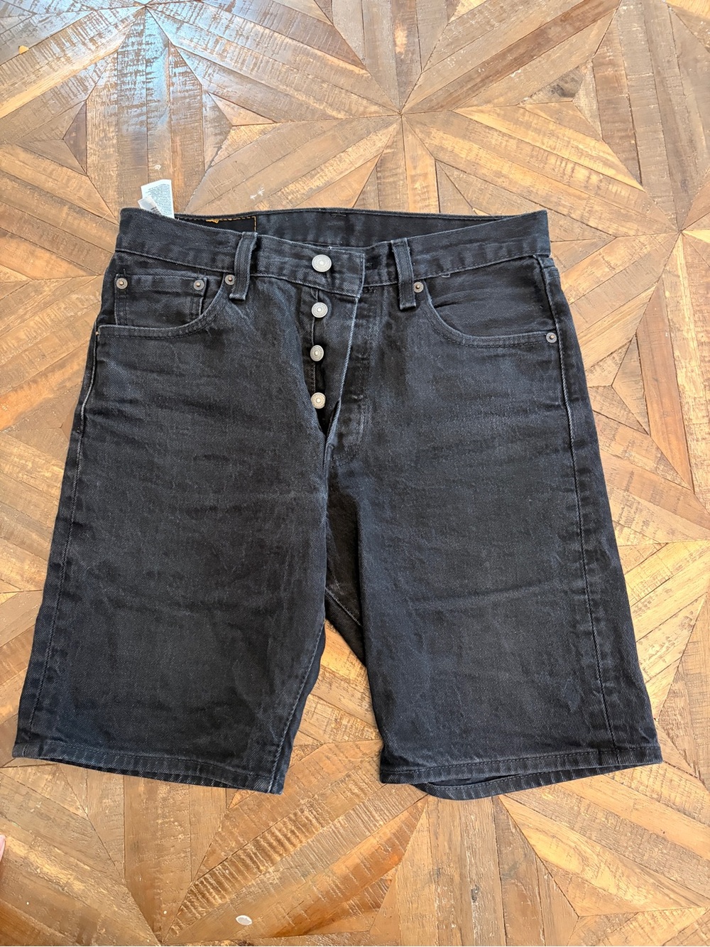 Levi’s 501 Black Denim Shorts — waist 30, button fly